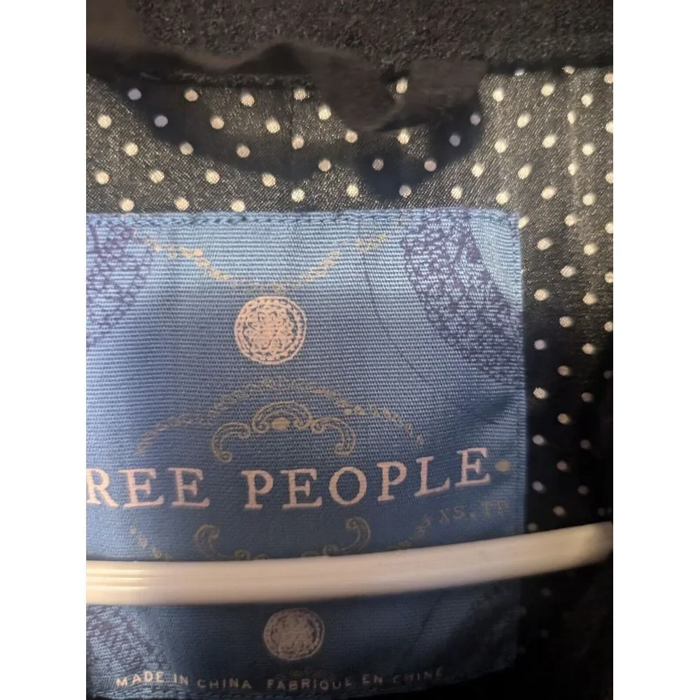 Free People Coat Peacoat Black XS  Wool Blend With Silky Feel Detachable Hood‎